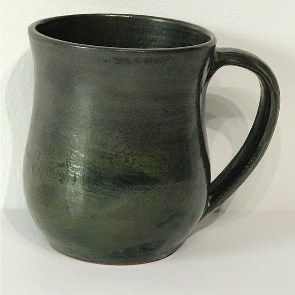 Vintage Artist Signed Red Clay Studio Art Pottery Coffee Cup Mug Green Matte - Picture 6 of 16